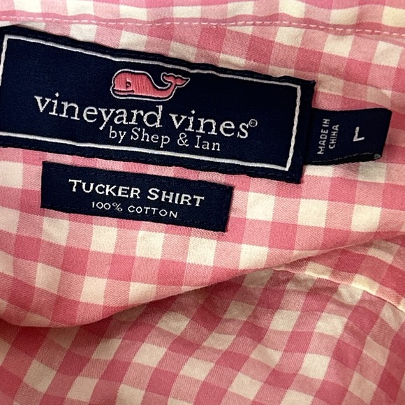 Vineyard Vines Classic Fit Tucker‎ Shirt Mens Large Pink Gingham Check Button Up - Picture 9 of 11